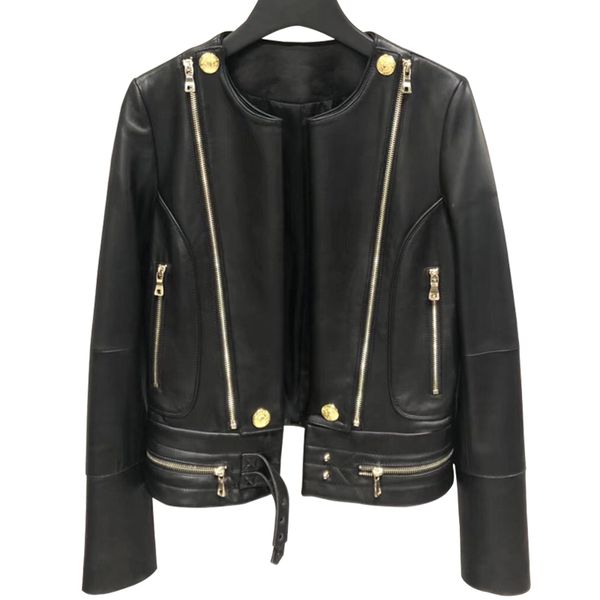2019 luxury genuine leather jacket women double zippers decoration female plus size xxxl vintage real sheepskin slim fit jacket, Black
2019 luxury genuine leather jacket women double zippers decoration female plus size xxxl vintage real sheepskin slim fit jacket, Black