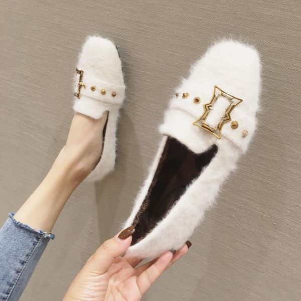 women shoes autumn loafers fur square toe shallow mouth 2019 fashion women's metal chain casual female sneakers flats fall, Black
women shoes autumn loafers fur square toe shallow mouth 2019 fashion women's metal chain casual female sneakers flats fall, Black