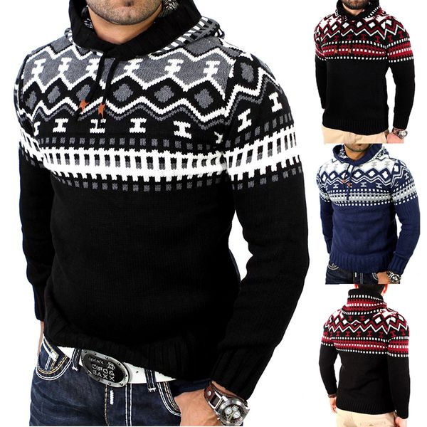 sweater men 2018 new men's fashion color matching stitching personality hooded slim knit sweater, White;black
sweater men 2018 new men's fashion color matching stitching personality hooded slim knit sweater, White;black