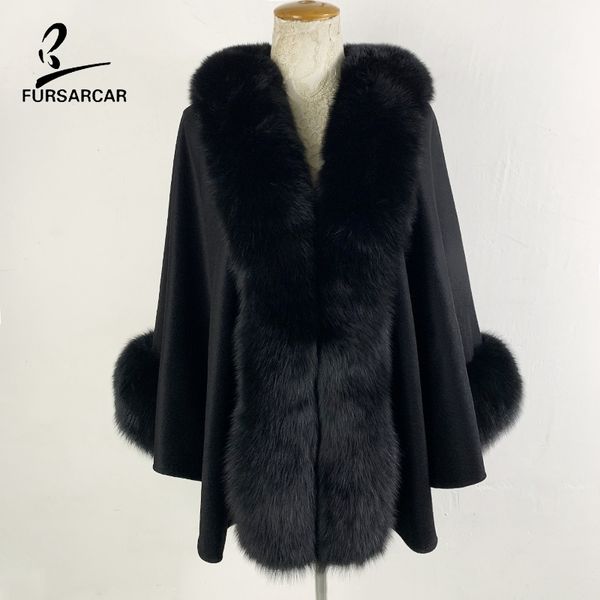 fursarcar 2019 new women black wool cape with big real genuine nature fur collar and cuff for female shawl bat sleeved wrap
fursarcar 2019 new women black wool cape with big real genuine nature fur collar and cuff for female shawl bat sleeved wrap