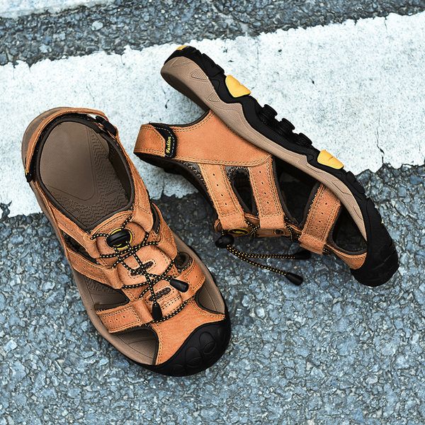 sandals 2021 men's first layer leather cowhide summer casual baotou beach shoes sports air cushion, Black
sandals 2021 men's first layer leather cowhide summer casual baotou beach shoes sports air cushion, Black