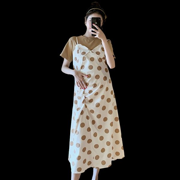 8819# maternity dress summer false two-piece cotton short sleeve loose stylish dress for pregnant women mom, White
8819# maternity dress summer false two-piece cotton short sleeve loose stylish dress for pregnant women mom, White