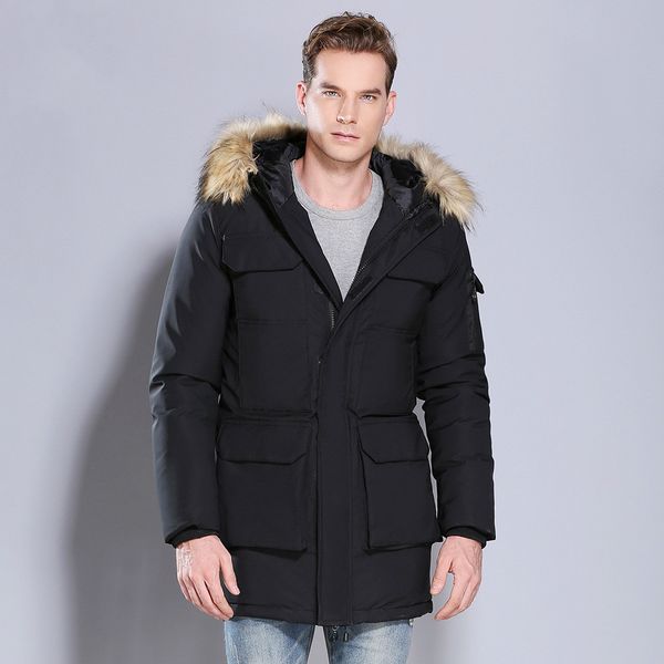 men brand winter faux fur collar long thick cotton parkas jacket coat men hooded pockets outwear waterproof jacket parka fashion, Black
men brand winter faux fur collar long thick cotton parkas jacket coat men hooded pockets outwear waterproof jacket parka fashion, Black