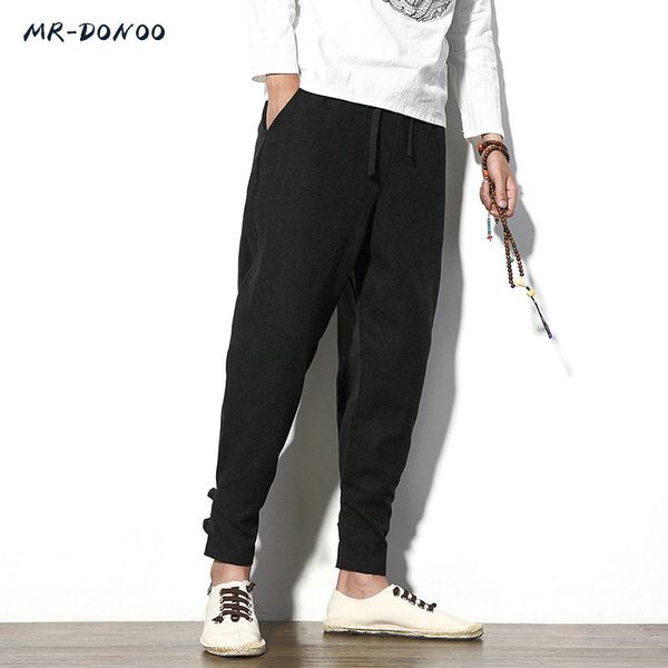 men's pants mrdonoo autumn loose casual ankle banded sweatpants linen harem feet large size chinese style cotton trousers 9189, Black
men's pants mrdonoo autumn loose casual ankle banded sweatpants linen harem feet large size chinese style cotton trousers 9189, Black