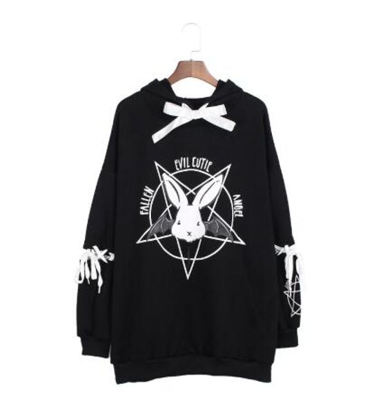 harajuku pentagram print lace up women fleeces hoodies gothic punk oversize velvet hooded sweatshirt pullover streetwear, Black
harajuku pentagram print lace up women fleeces hoodies gothic punk oversize velvet hooded sweatshirt pullover streetwear, Black