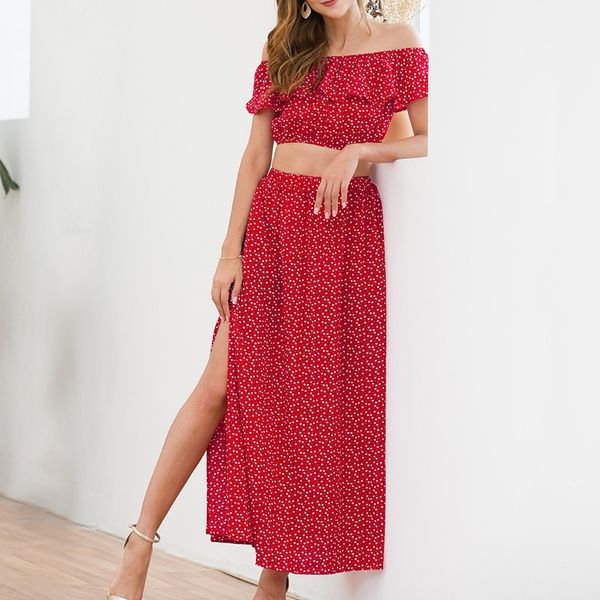 summer elegant ruffles print dress women red dot off shoulder short sleeve dresses 2019 women slit long dresses two-piece, Black;gray
summer elegant ruffles print dress women red dot off shoulder short sleeve dresses 2019 women slit long dresses two-piece, Black;gray