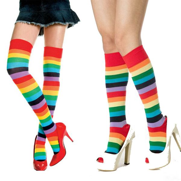 women christmas striped over the knee thigh high stockings long socks costume, Black;white
women christmas striped over the knee thigh high stockings long socks costume, Black;white