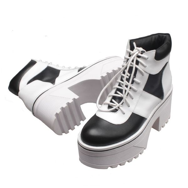 autumn winter lace up mixed colors women casual platform boots british high heel thick bottom genuine leather female ankle boots, Black
autumn winter lace up mixed colors women casual platform boots british high heel thick bottom genuine leather female ankle boots, Black
