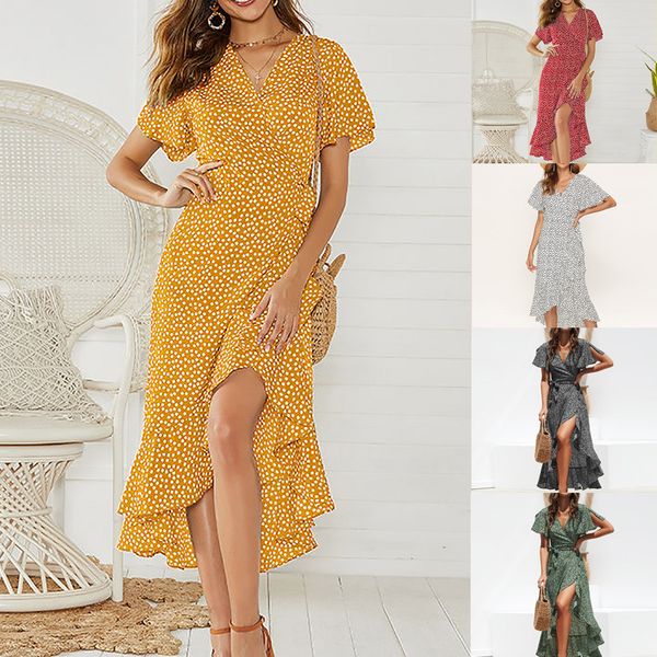 summer women's dress fashion new european and american printing high waist lace-up v-neck chiffon swing irregular dress size s-2xl
summer women's dress fashion new european and american printing high waist lace-up v-neck chiffon swing irregular dress size s-2xl