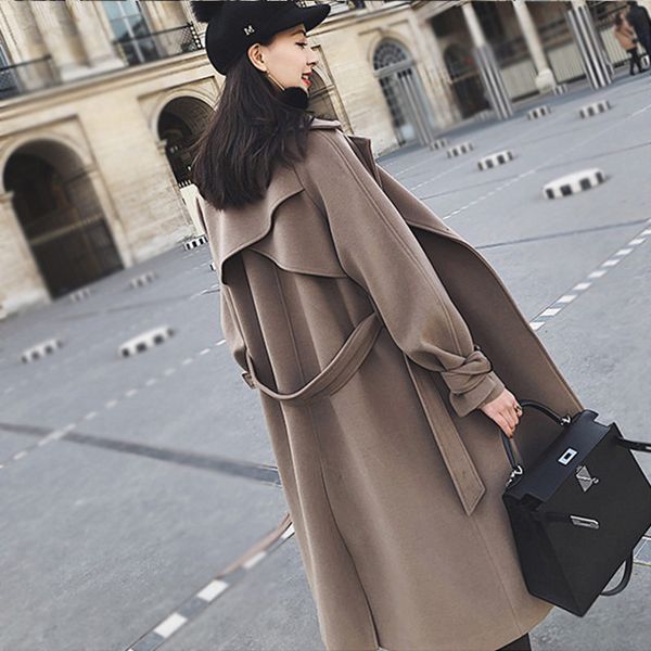 women's wool & blends 2021 autumn winter fashion slim double-breasted woolen coat female bandage long lapel solid blend jacket overcoat, Black
women's wool & blends 2021 autumn winter fashion slim double-breasted woolen coat female bandage long lapel solid blend jacket overcoat, Black