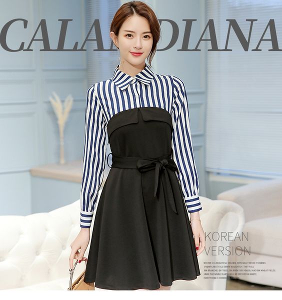 black female loose short sleeve splicing gauze dress, Black;gray