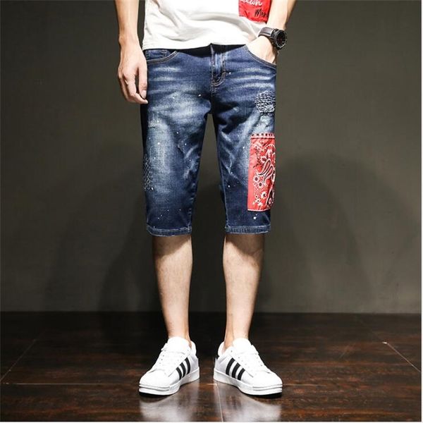 2020 summer new men's short jeans fashion casual slim fit embroidery ripped denim shorts male brand clothes #6813, Blue
2020 summer new men's short jeans fashion casual slim fit embroidery ripped denim shorts male brand clothes #6813, Blue