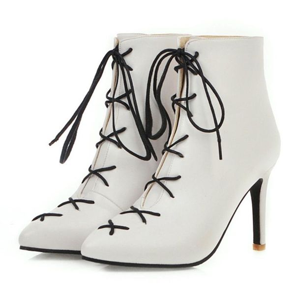 sagace new black leather pointed toe lace up women high heel boots yellow autumn winter white ankle boots shoes 1205
sagace new black leather pointed toe lace up women high heel boots yellow autumn winter white ankle boots shoes 1205