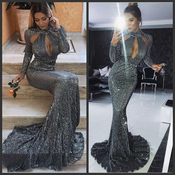 new design mermaid prom dresses art deco-inspired neck long sleeves sequins cocktail party gowns sweep train zipper back evening dresses, Black
new design mermaid prom dresses art deco-inspired neck long sleeves sequins cocktail party gowns sweep train zipper back evening dresses, Black