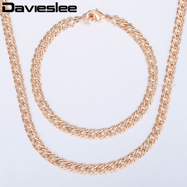 davieslee jewelry sets for women 585 rose gold bracelet necklace set hammered venitian chain 2018 wholesale jewelry 5.5mm lcs03, Silver
davieslee jewelry sets for women 585 rose gold bracelet necklace set hammered venitian chain 2018 wholesale jewelry 5.5mm lcs03, Silver