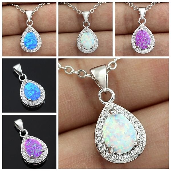 haimis new arrival design drop blue pink white fire opal stone women pendant + gift box, Silver
haimis new arrival design drop blue pink white fire opal stone women pendant + gift box, Silver