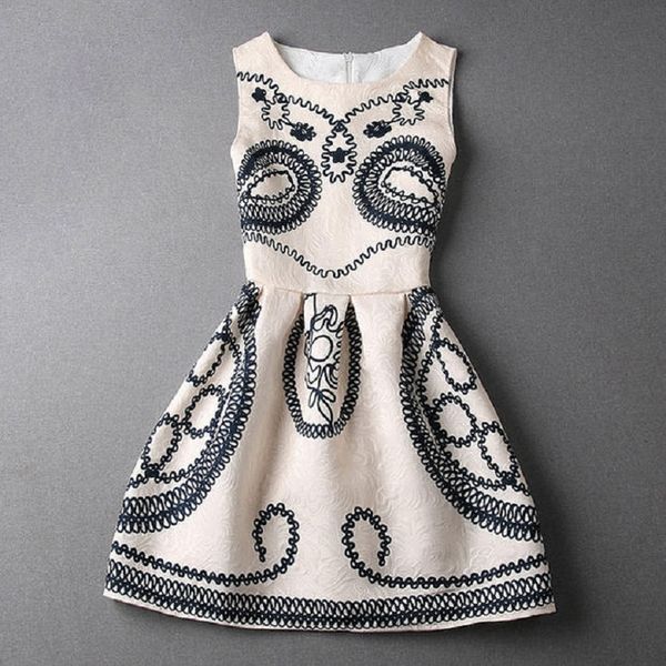 fashion short slim sleeveless vintage party print women summer casual dress, Black;gray
fashion short slim sleeveless vintage party print women summer casual dress, Black;gray