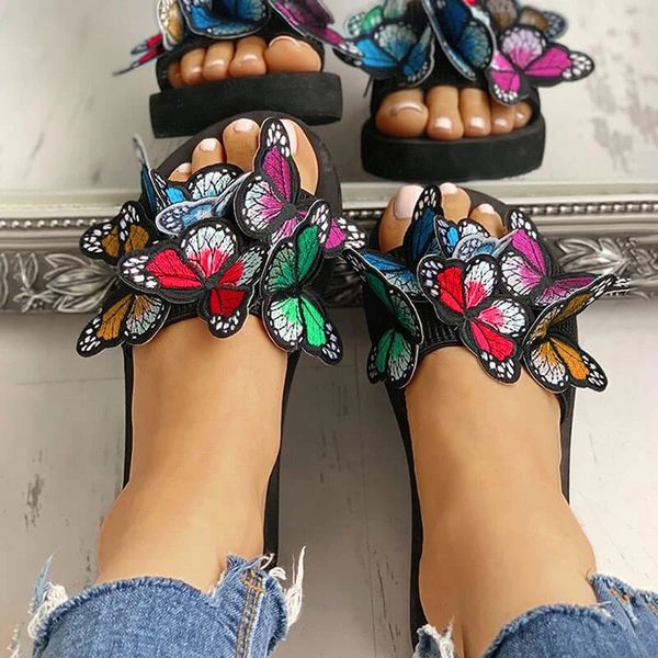 2020 мультфильм бабочка тапочки женщин сандалии классический open toe бифштексы обувь летняя мягкое дно бич тапочки обувь для женщин, Black 
2020 мультфильм бабочка тапочки женщин сандалии классический open toe бифштексы обувь летняя мягкое дно бич тапочки обувь для женщин, Black