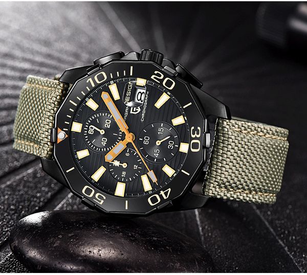 pagani camouflage men chronograph quartz watch green leather bracelet luminous male clock water resistant a395, Slivery;brown
pagani camouflage men chronograph quartz watch green leather bracelet luminous male clock water resistant a395, Slivery;brown