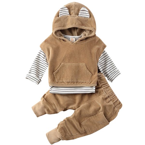 new children's autumn corduroy children's suit boy girl striped t-shirt +vest+trousers baby hooded casual 3pcs suit 1-6years, White
new children's autumn corduroy children's suit boy girl striped t-shirt +vest+trousers baby hooded casual 3pcs suit 1-6years, White
