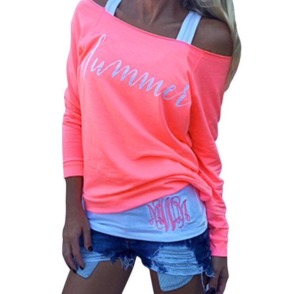 polyester fashion summer t shirt women full sleeve slash neck off shoulder pink letter causal t-shirt female slash neck quality, White
polyester fashion summer t shirt women full sleeve slash neck off shoulder pink letter causal t-shirt female slash neck quality, White