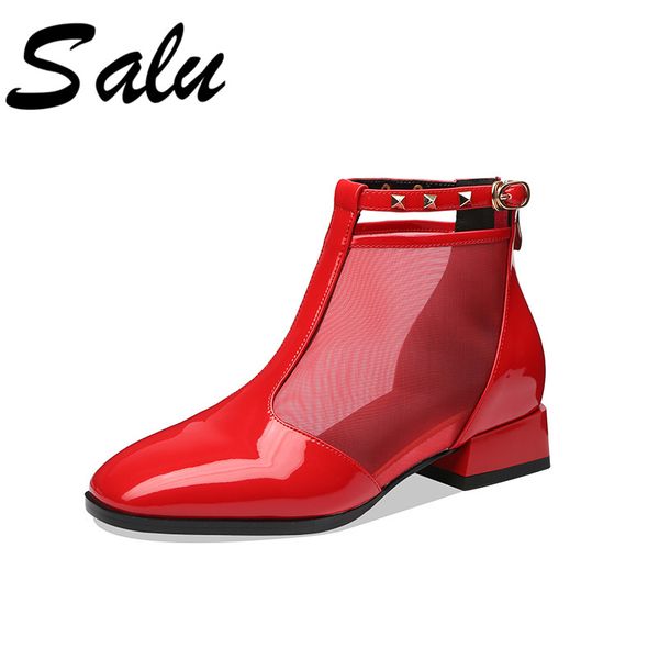 salu women summer boots genuine leather low heels platform shoes woman mesh surface breathable zipper ankle boots, Black
salu women summer boots genuine leather low heels platform shoes woman mesh surface breathable zipper ankle boots, Black