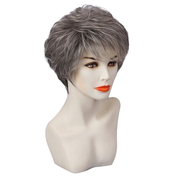 women ladies charming real human hair wig fluffy layered short straight grey mixed full hair wigs, Black
women ladies charming real human hair wig fluffy layered short straight grey mixed full hair wigs, Black