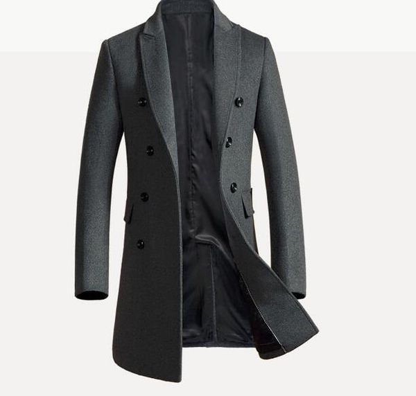 long design new style wool coat men turn down collar double breasted woolen trench coats male slim overcoat 2018 autumn winter, Black
long design new style wool coat men turn down collar double breasted woolen trench coats male slim overcoat 2018 autumn winter, Black