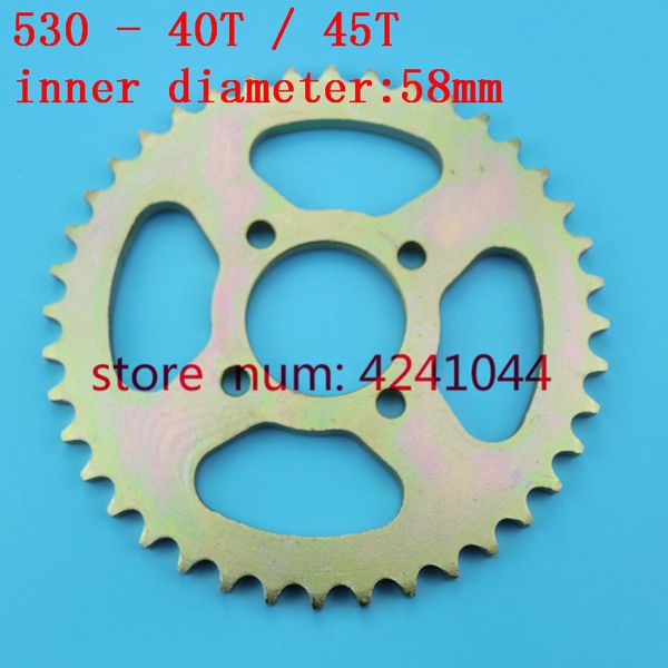 big sprocket 530 40t 45t tooth 58mm rear chain sprockets for atv go-kart 4 wheeled motorcycle
big sprocket 530 40t 45t tooth 58mm rear chain sprockets for atv go-kart 4 wheeled motorcycle
