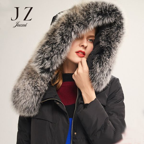 2018 winter large fur collar long black down jacket female over the knee thick coat juzui
2018 winter large fur collar long black down jacket female over the knee thick coat juzui