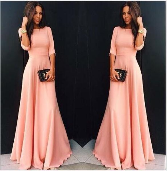 backlakegirls 2019 new arrivals simple satin evening dresses round neck long women dress with mid sleeves, White;black
backlakegirls 2019 new arrivals simple satin evening dresses round neck long women dress with mid sleeves, White;black