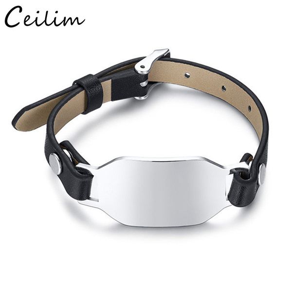 diy dog tag bracelet custom engraved personalized 316l stainless steel blank bar adjustable leather bracelet mens bracelet personalized, Black
diy dog tag bracelet custom engraved personalized 316l stainless steel blank bar adjustable leather bracelet mens bracelet personalized, Black