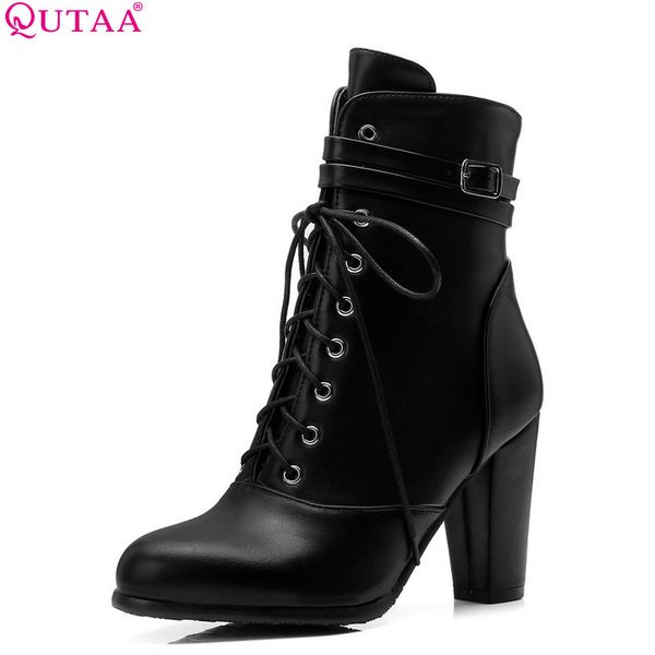 qutaa 2020 women ankle boots winter shoes lace up zipper all match platform square high heel women motorcycle boots size 34-43, Black
qutaa 2020 women ankle boots winter shoes lace up zipper all match platform square high heel women motorcycle boots size 34-43, Black