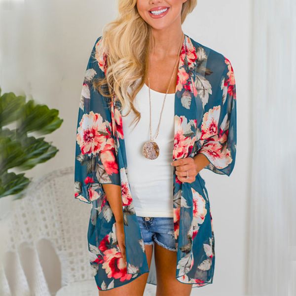 women shirt kimono boho cardigan vintage floral print blouse loose shawl cape knits bohemian coat jacket two color, White
women shirt kimono boho cardigan vintage floral print blouse loose shawl cape knits bohemian coat jacket two color, White