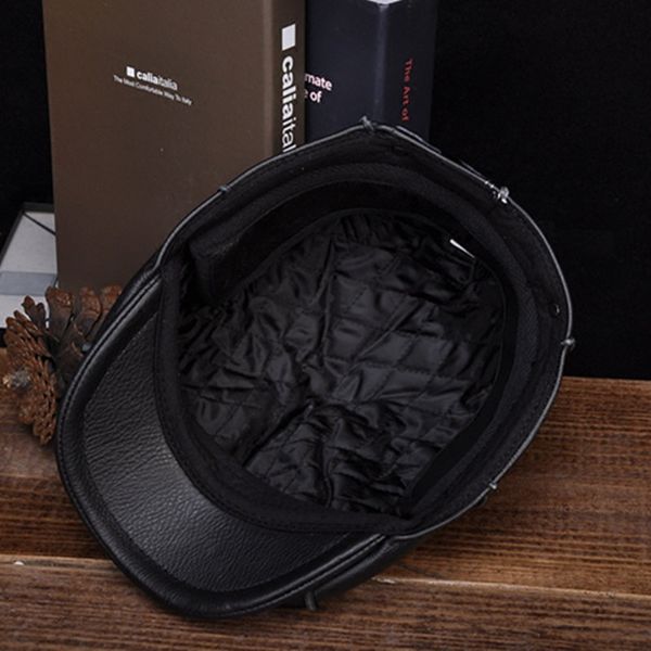 genuine leather men's hat cowhide casual autumn winter fashion octagonal hats male outdoor warm middle age elderly men cap h6932, Blue;gray
genuine leather men's hat cowhide casual autumn winter fashion octagonal hats male outdoor warm middle age elderly men cap h6932, Blue;gray