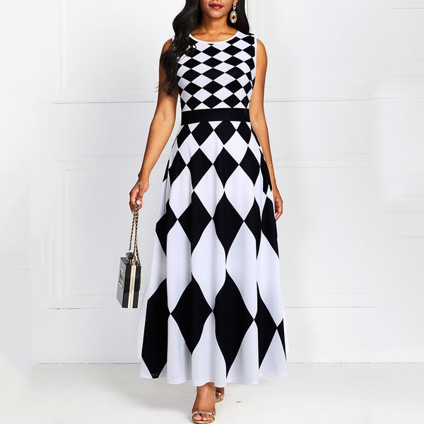 2019 autumn winter print sleeveless round neck vintage a line women maxi dress female retro standard-waist dresses, White;black
2019 autumn winter print sleeveless round neck vintage a line women maxi dress female retro standard-waist dresses, White;black