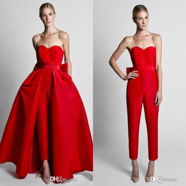 charming 2019 women jumpsuit overskirt floor length satin evening dresses custom made sweetheart neckline handmade bow back formal dresses, Black;red
charming 2019 women jumpsuit overskirt floor length satin evening dresses custom made sweetheart neckline handmade bow back formal dresses, Black;red