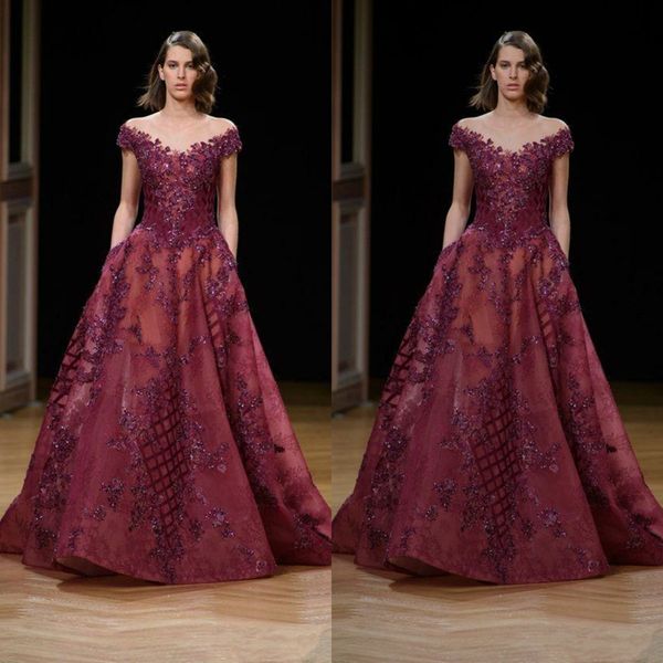 vintage burgundy evening dresses lace crystal 2019 modest ziad nakad dubai arabic prom gowns plus size elegant special occasion dress, Black;red
vintage burgundy evening dresses lace crystal 2019 modest ziad nakad dubai arabic prom gowns plus size elegant special occasion dress, Black;red