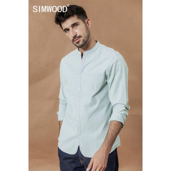simwood stand collar vertical striped shirts men 100% cotton classical denim slim fit minimalist casual shirt, White;black
simwood stand collar vertical striped shirts men 100% cotton classical denim slim fit minimalist casual shirt, White;black