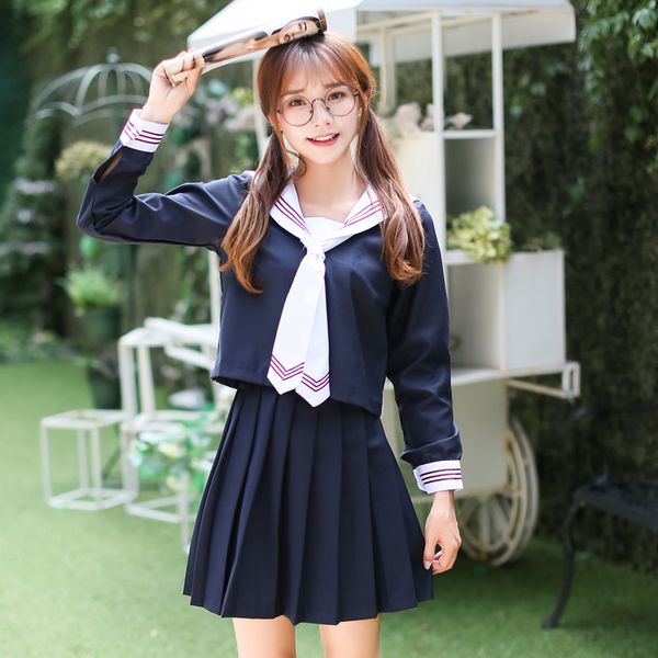 long sleeve japanese korea girls school uniform students suit campus student uniforms female naval college style sailor uniforms, White
long sleeve japanese korea girls school uniform students suit campus student uniforms female naval college style sailor uniforms, White