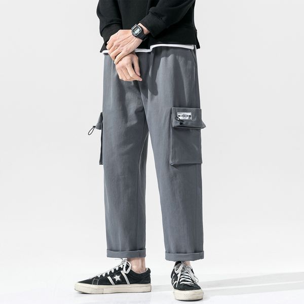 spring new men's cargo pants loose and comfortable multi-pocket solid color ankle length pants elastic waist casual ds659, Black
spring new men's cargo pants loose and comfortable multi-pocket solid color ankle length pants elastic waist casual ds659, Black