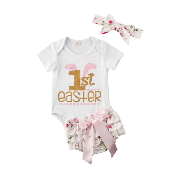 Infant Baby Girl Kid My 1st Easter Bunny Sets Short Sleeve Romper + Floral Printed Bowknot Shorts + Headband 3PCS
Infant Baby Girl Kid My 1st Easter Bunny Sets Short Sleeve Romper + Floral Printed Bowknot Shorts + Headband 3PCS