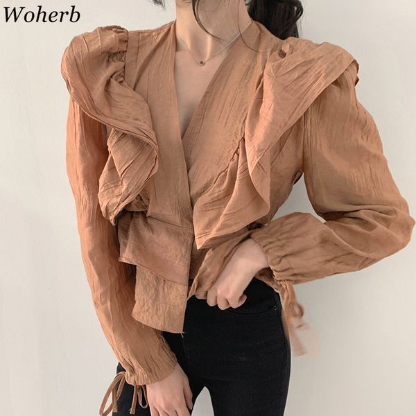 woherb ruffles pleated blouse women spring summer 2020 solid v neck full sleeve ladies shirt loose casual blusas female, White
woherb ruffles pleated blouse women spring summer 2020 solid v neck full sleeve ladies shirt loose casual blusas female, White