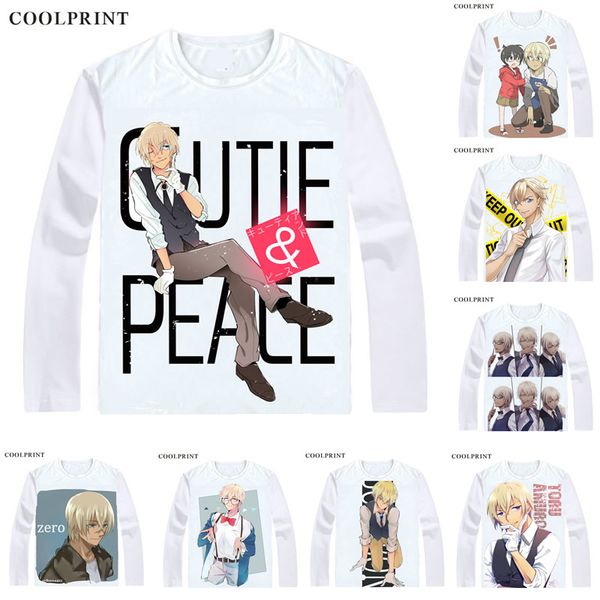 rei furuya amuro tooru detective t shirt meitantei conan case closed detective men t-shirt casual vintage tshirt long sleeve shirts, White;black 
rei furuya amuro tooru detective t shirt meitantei conan case closed detective men t-shirt casual vintage tshirt long sleeve shirts, White;black