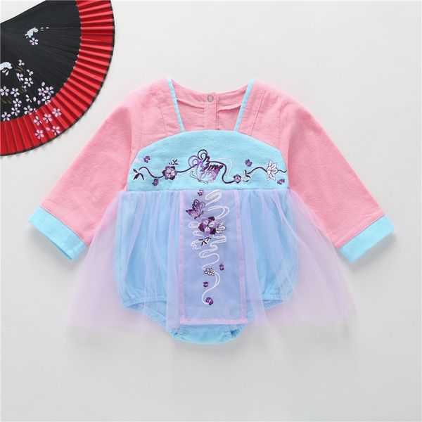 female baby retro han clothing color embroidery jumpsuit rompers in the republic of china style antique baby clothes, Blue
female baby retro han clothing color embroidery jumpsuit rompers in the republic of china style antique baby clothes, Blue