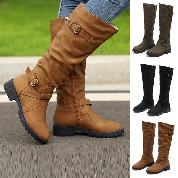 fashion womens knee high calf biker boots ladies zip punk combat boots for dropshipping stiefel, Black
fashion womens knee high calf biker boots ladies zip punk combat boots for dropshipping stiefel, Black