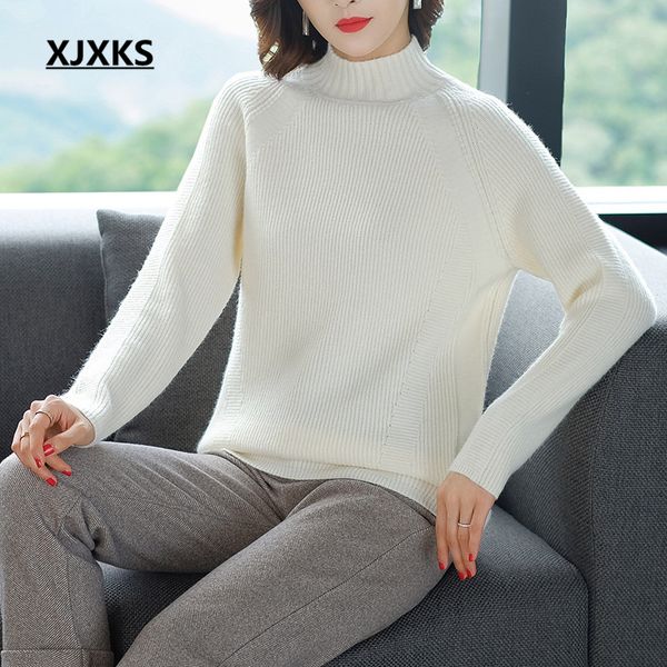 xjxks women turtleneck sweater new 2019 autumn winter solid color all-match comfortable warm women cashmere knitted sweater pullover, White;black
xjxks women turtleneck sweater new 2019 autumn winter solid color all-match comfortable warm women cashmere knitted sweater pullover, White;black