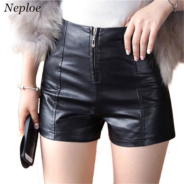 neploe autumn winter female shorts slim casual leather loose high waist shorts women pu zipper skinny cool 66154, White;black 
neploe autumn winter female shorts slim casual leather loose high waist shorts women pu zipper skinny cool 66154, White;black