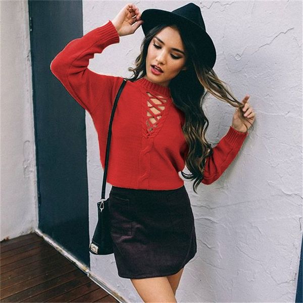 fashion-utumn women v neck knitted sweater bandage plus size pullover lace up elastic low cut cross bodycon long sleeve casual top, White;black
fashion-utumn women v neck knitted sweater bandage plus size pullover lace up elastic low cut cross bodycon long sleeve casual top, White;black