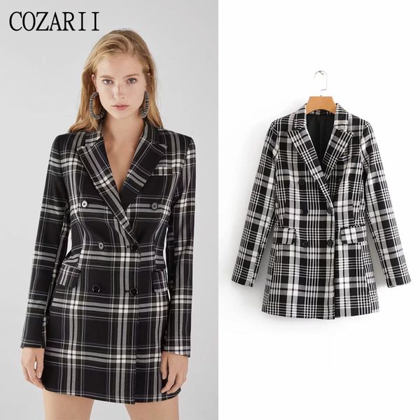 cozarii blazer mujer 2019 women fashion striped notched collar full sleeve double breasted elegant casual style women blazers, White;black
cozarii blazer mujer 2019 women fashion striped notched collar full sleeve double breasted elegant casual style women blazers, White;black